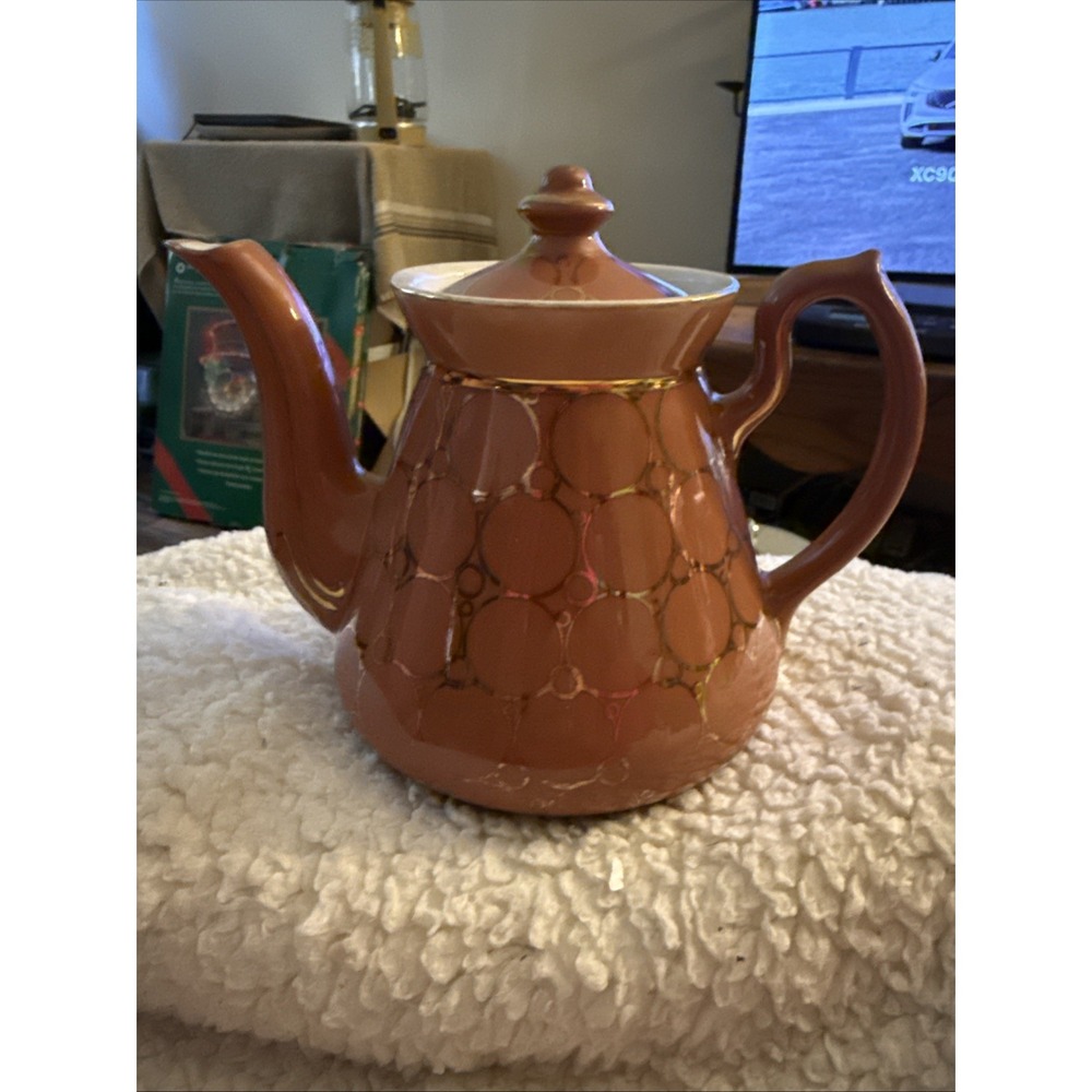 VINTAGE HALL'S TEAPOT MCM GOLD CIRCLES 4R-80